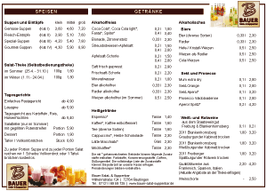 Bauer´s Wochenkarte