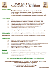 Bauer´s Wochenkarte